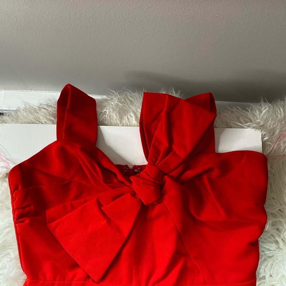 COPY ❤️ Red Bow Jumpsuit /Vici, Size Small, Holiday Cocktail 🍸 Party, NWT - Picture 14 of 16